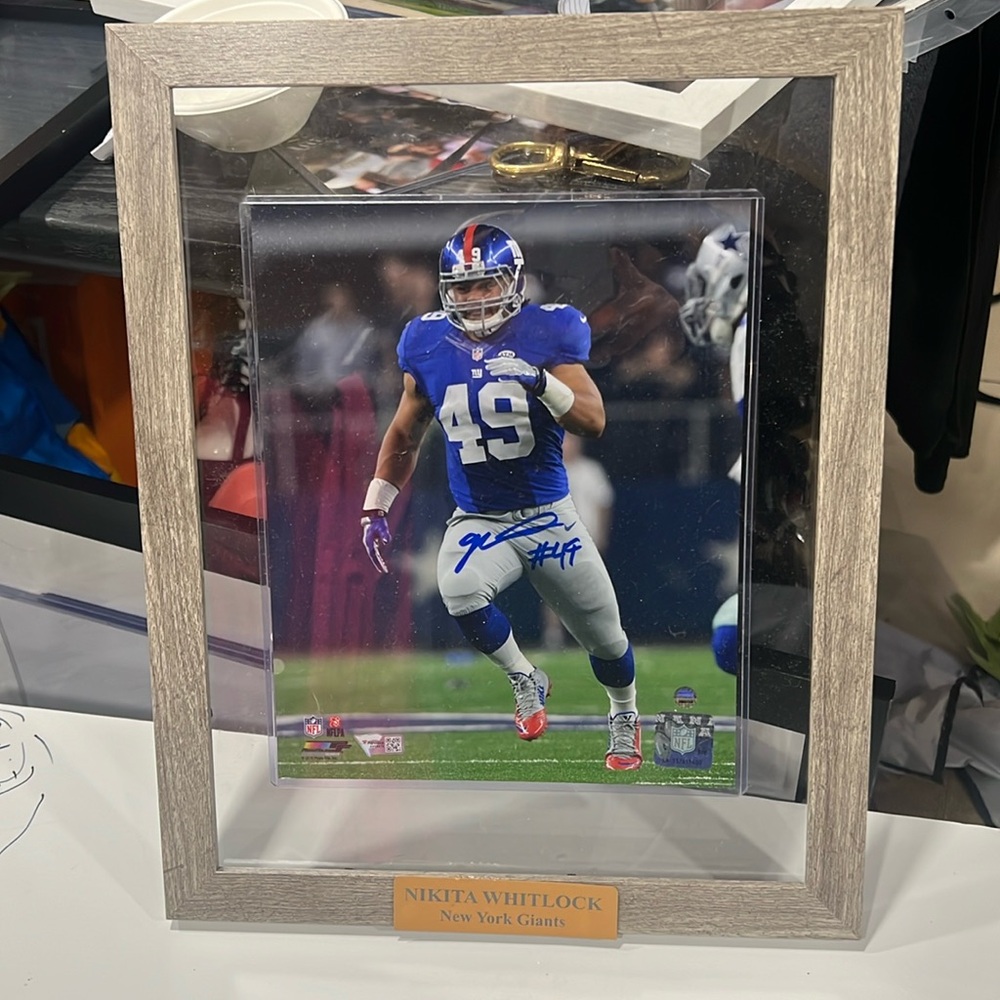 Giants Nikita Whitlock signed 8x10 photo framed in 11/14 frame
